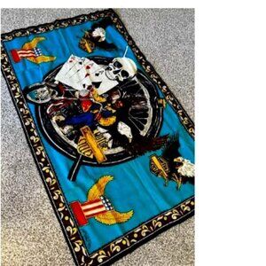 Rare Vintage Ha-Va-Ti Motorcycle Club Tapestry - Eagles/Skulls/Aces